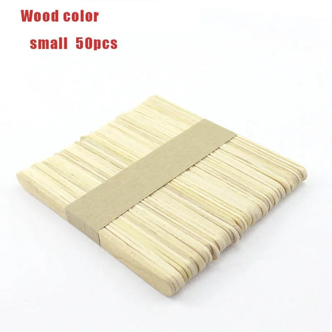 DivaBlush™ 50Pcs Wooden Popsicle Sticks Natural Wood Ice Cream Sticks Creative Kids Puzzle DIY Hand Crafts Art Ice Cream Lolly Cake Tools